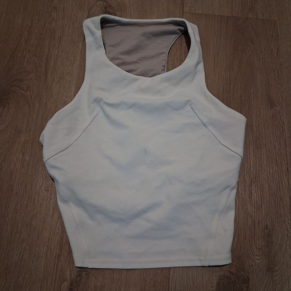 Lululemon Women’s Sports Bra Racerback Pullover Wireless Logo White/Gray XS